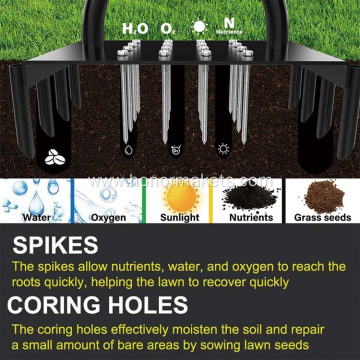 Aerator Lawn Tool Manual Dethatching & Soil Aerator Lawn Yard Tool with 16 Iron Spikes and 8 Cores garden hand tools